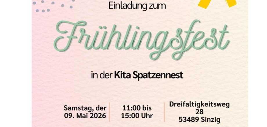 Das Foto zeigt das Plakat zum Frühlingsfest in der Kita Spatzennest