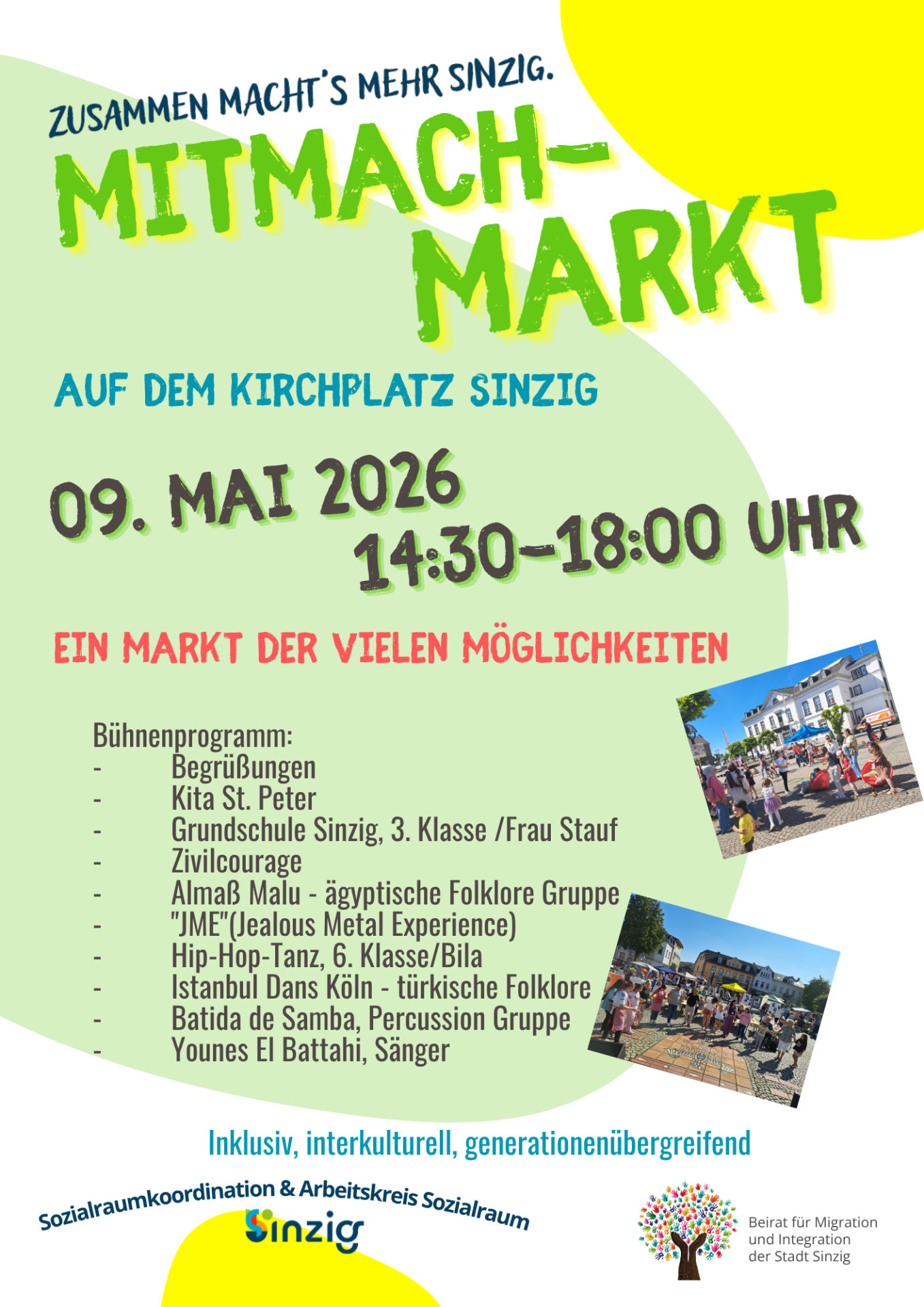 Das Foto zeigt das Plakat mit dem Programm des Mitmach-Marktes.