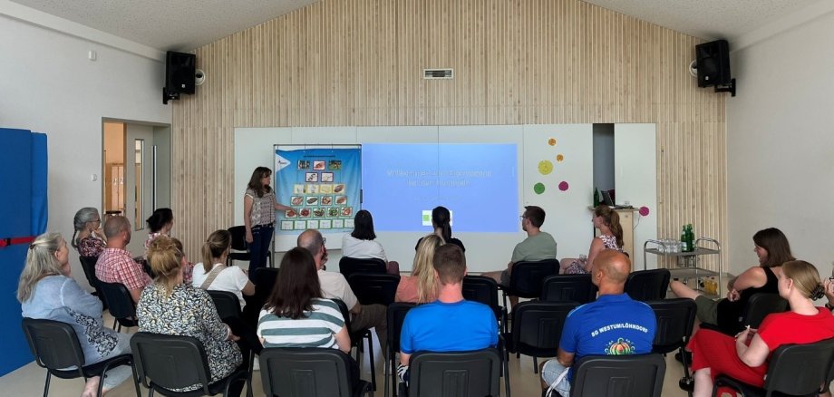 Das Foto zeigt Mitglieder des Workshops, die das Frühstückskonzept gemeinsam entwickelten.