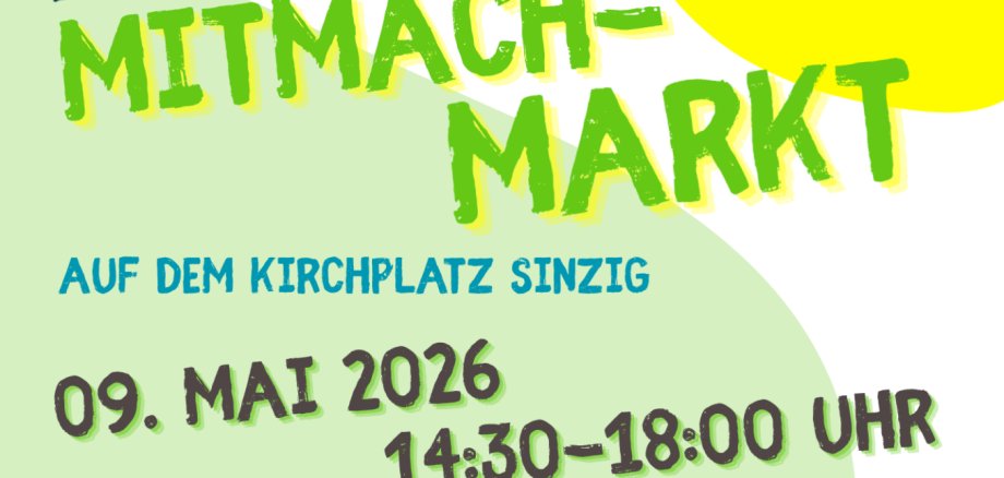 Plakat Mitmach-Markt 2026 Das Foto zeigt das Plakat mit dem Programm des Mitmach-Marktes.