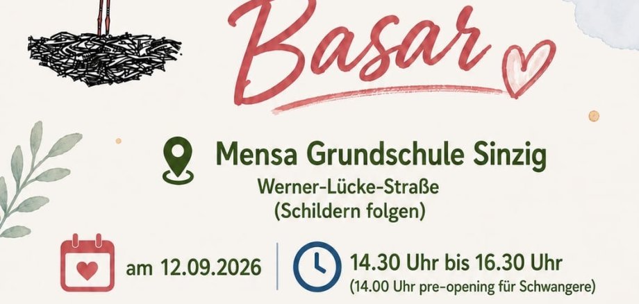 Das Foto zeigt das Veranstaltungsplakat zum Kinderbasar.