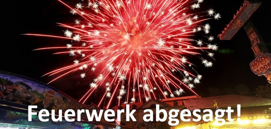 Das Foto weist auf die Absage des Feuerwerkes hin.