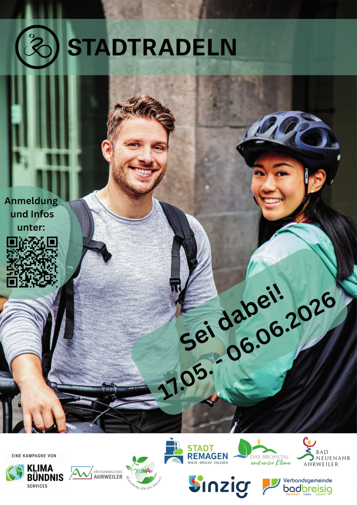 Das Foto zeigt das Ankündigungsplakat der Aktion Stadtradeln.