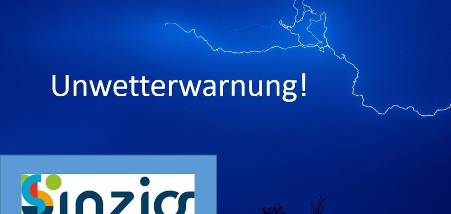 Das Foto weist auf eine Unwetterwarnung hin.