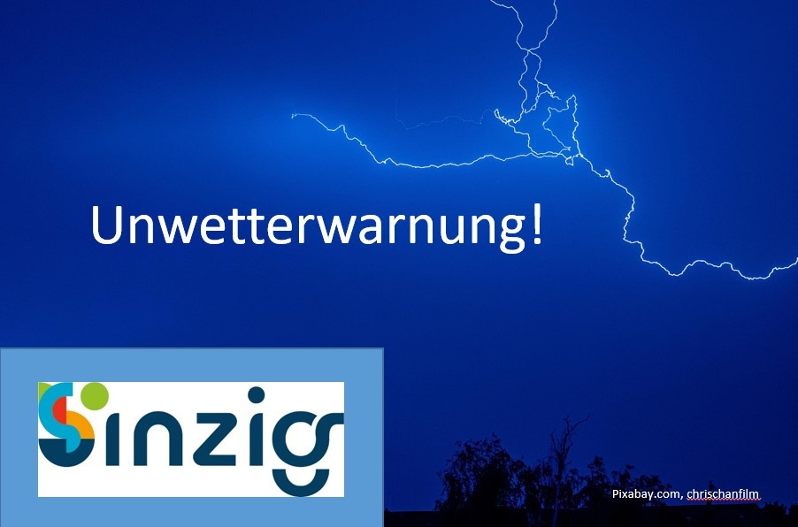 Das Foto weist auf eine Unwetterwarnung hin.