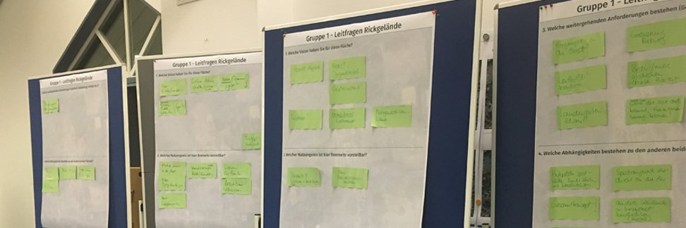 ISEK Planungsworkshop Das Bild zeigt Pinnwände, auf denen Ideen zum ISEK in Sinzig zu lesen sind.