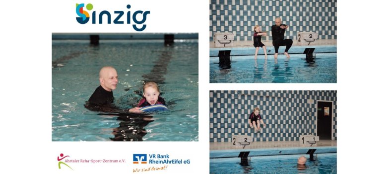 Das Bild zeigt den Schwimmunterricht in der Halle.