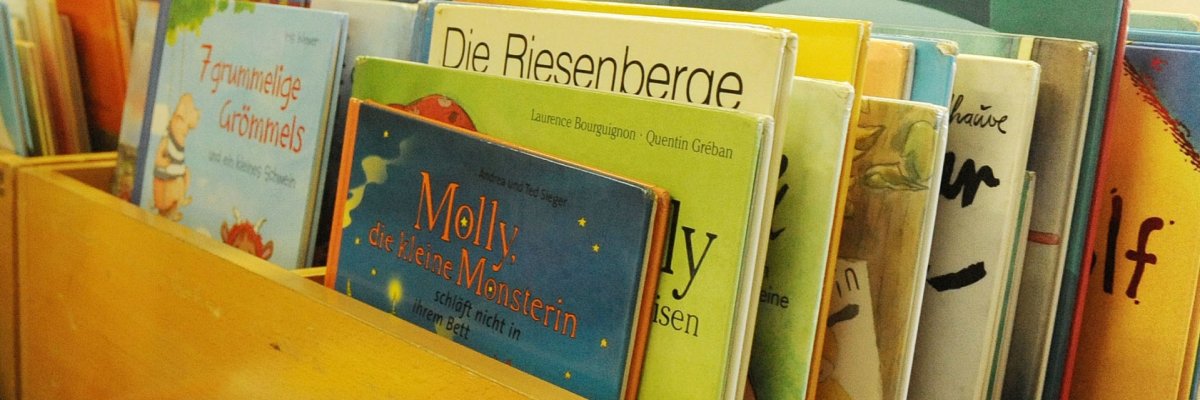 Bilderbücher in der Stadtbibliothek Das Foto zeigt das Angebot an Bilderbüchern in der Sinziger Stadtbibliothek.