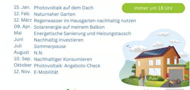 Dieses Foto zeigt das Programm der Veranstaltungsreihe "Mein Zuhause - Klima schützen und Geld sparen"
